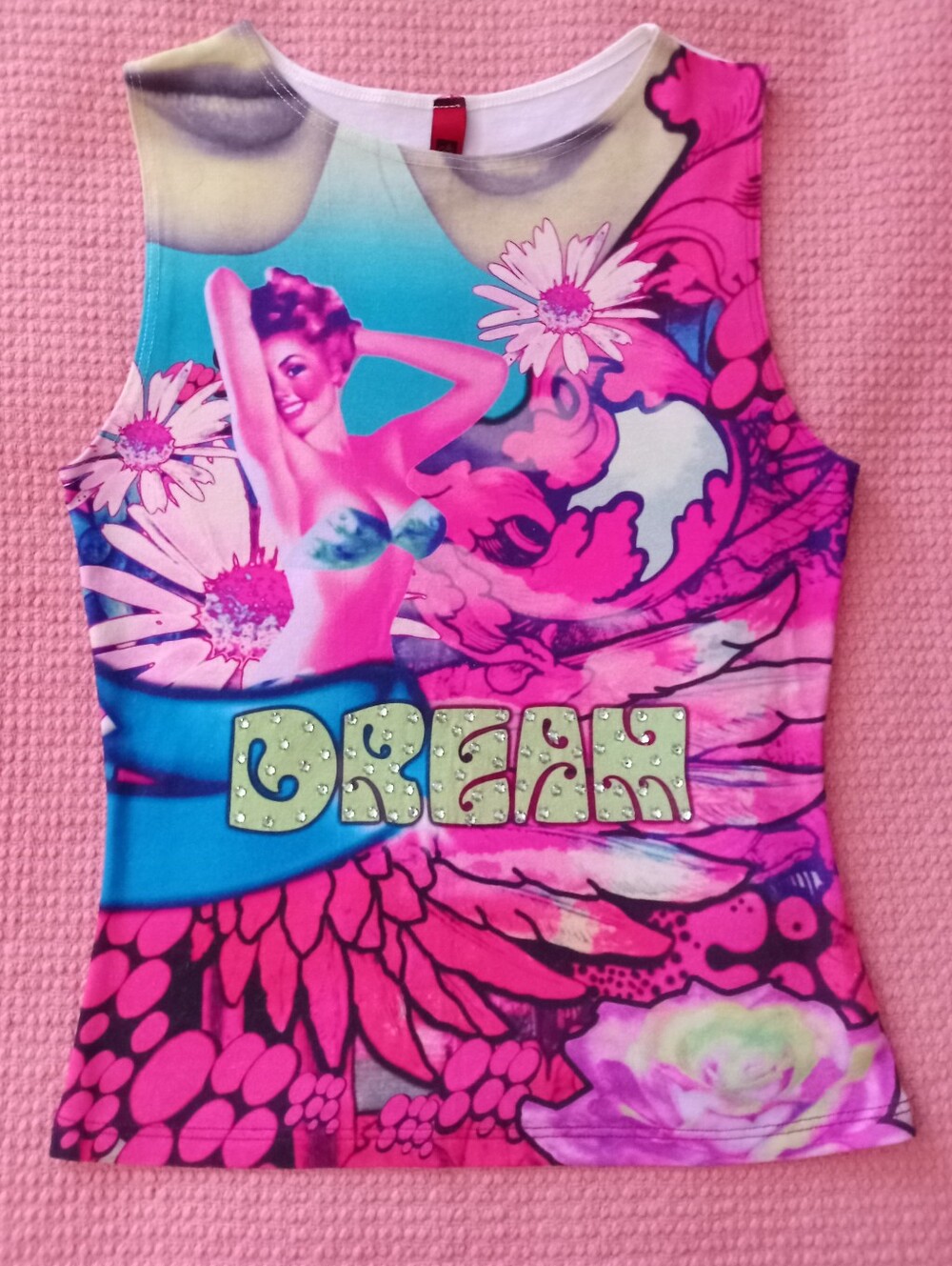 *RARE And Unique* - Y2K Vintage "Dream" Pin Up Girl Tank Sz SM